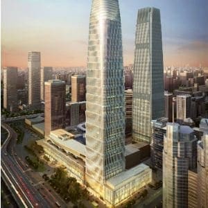 Hotel Jen Beijing is located in China World Tower B (middle)