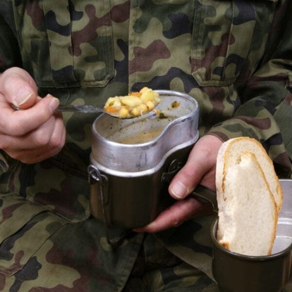 soldier eating