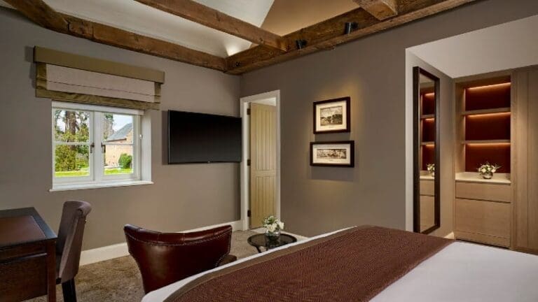 The adjoining Grade II-listed stables and Brew House offers sumptuous guestrooms and suites.