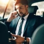 Young Business Working During Travelling To Office