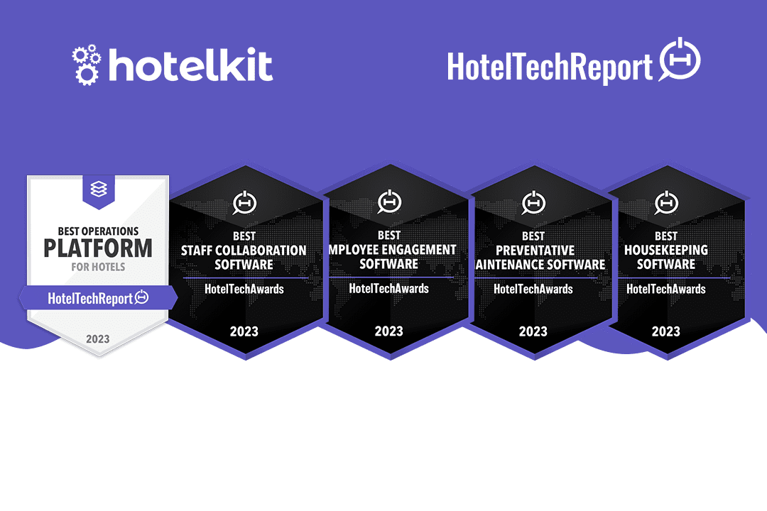 best hotel software: user reviews from july 2026... Royal Flush! - hotelkit ranks first in 5 categories at Hotel Tech Awards